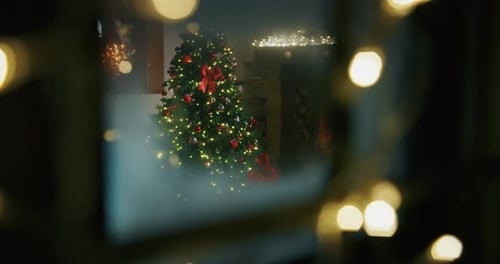 Christmas Tree and Gifts in Festive Home