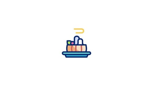 Flat Design Animated Steamer Icon with Rising Steam