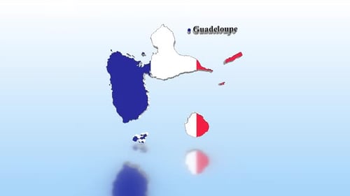 Guadeloupe 3D Map Animation with French Flag and Pin Location