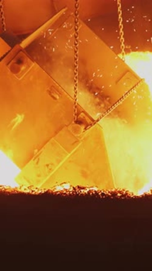 Molten Metal Pouring Processes are Crucial Activities That Take Place in an Industrial Foundry Stock