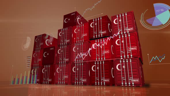 Turkey export cargo containers with diagrams charts, Backgrounds Motion ...