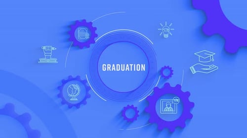 Animated Graduation Icons and Text Reveal for Education