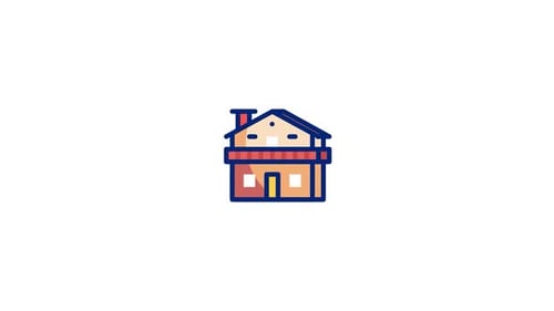Animated Flat Design House Icon Reveal