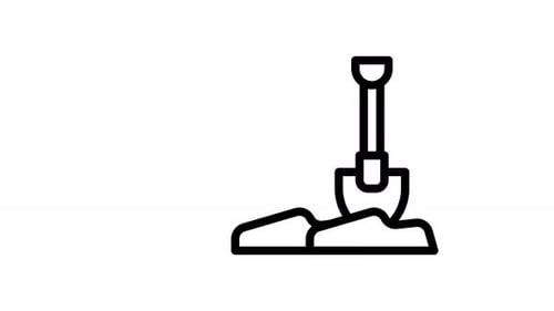 Animated Shovel and Dirt Icon in Flat Design Style