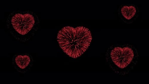 Red Heart Fireworks Explosion Celebration Overlay