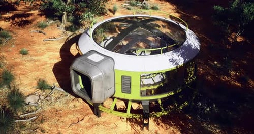 Futuristic Modular Habitat in Natural Environment
