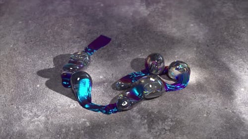 Abstract Fluid Ribbon with Iridescent Reflective Elements