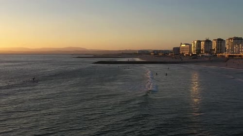 Standup Paddleboarding in Costa Da Caparica Portugal Aerial View