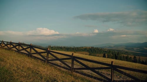 Beautiful Greenery Hills Valley Spread Between Mountains