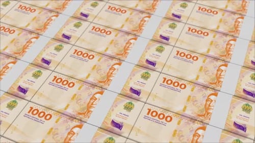 1000 ARGENTINE PESO banknotes printed by a money press