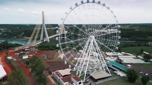 Observing Wheel on the Triple Frontier Area Brazil Argentina Paraguay Aerial View of the Area Near
