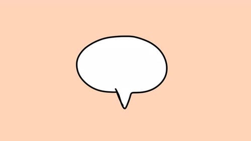 2d animated white speech bubble on pastel background