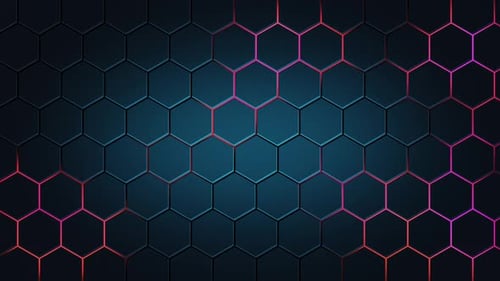 Animated Glowing Hexagon Grid Technology Background