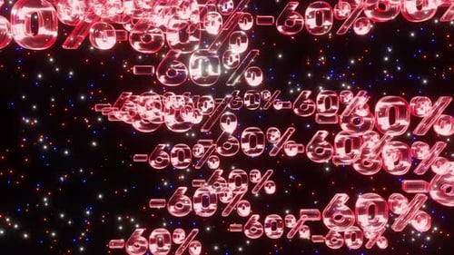 Floating Glowing -60 Percent Discount Promotion