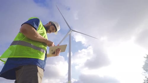Wind Turbine Power Plant Worker.