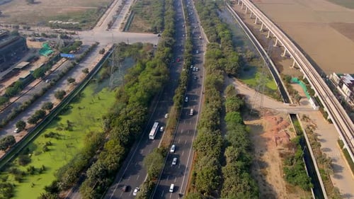 Aerial Drone View of Noida Expressway in Noida city