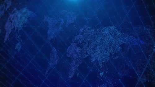 Futuristic Digital World Map Global Network Animation Background