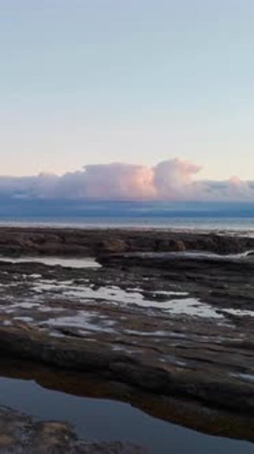 Peaceful Coastal Landscape at Sunset with Rocky Tide Pools in Beautiful British Columbia, Canada
