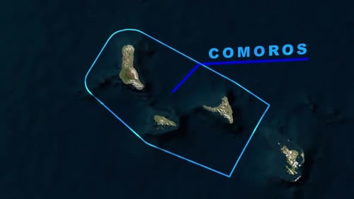 Earth Globe Zoom to Comoros Islands Location Highlight