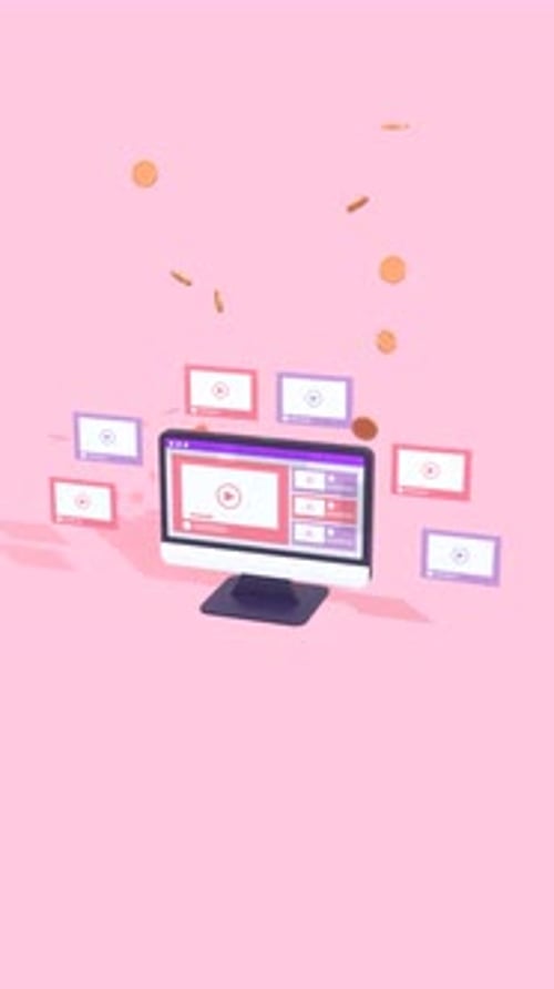 3D Computer Monitor Animation with Online Video Monetization Concept