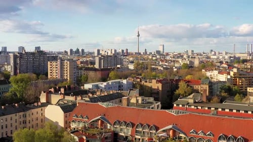 Aerial view of the Berlin cityscape, Germany.