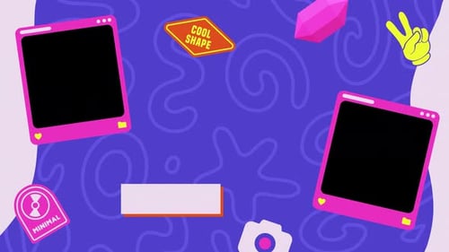 Playful Flat Design Animation with Photo Frames and Stickers