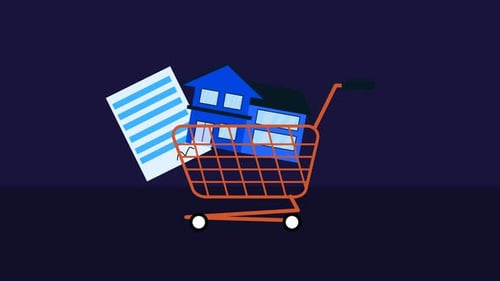 Animated Shopping Cart with Real Estate Icons