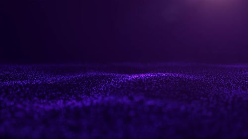 Glowing Digital Particle Landscape – Futuristic Purple and Blue Grid Background loop. STAGE Particle