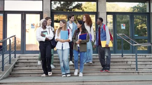 Group of International Students Having Fun After Studying Exams at University