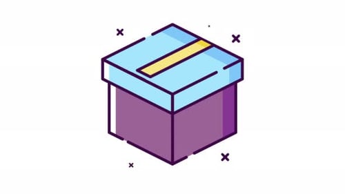 Geometric Isometric Gift Box Opening and Closing Animation