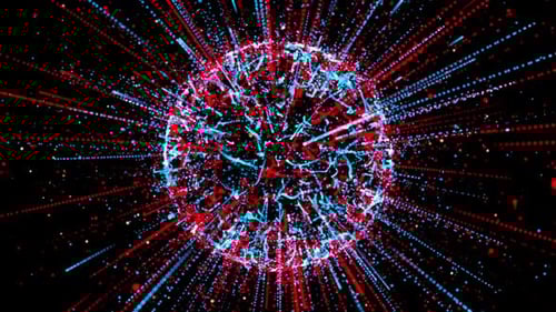 Abstract Colorful Glowing Particles Flying in Circle Seamless Loop