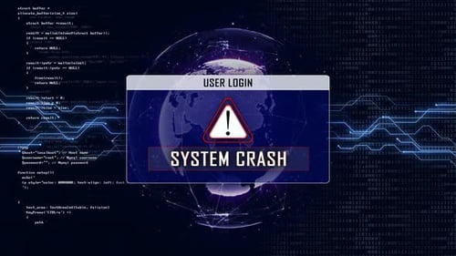 System Crash Glitch Text Animation and Futuristic User Login Interface, Loop