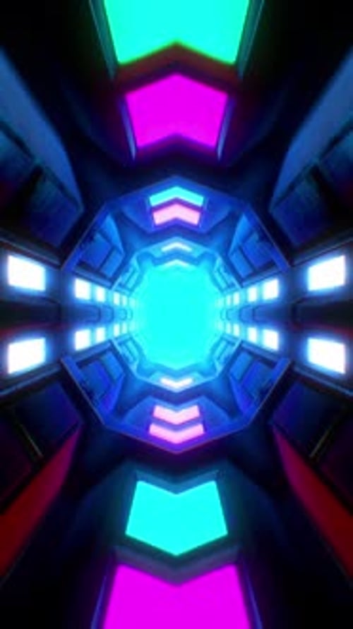 Futuristic Neon Tunnel Seamless Loop Background