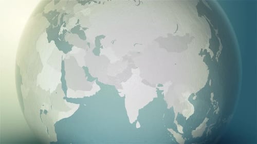 Mapa mundial de Turquía con zoom en estilizados tonos blancos esféricos 4K 60 fps