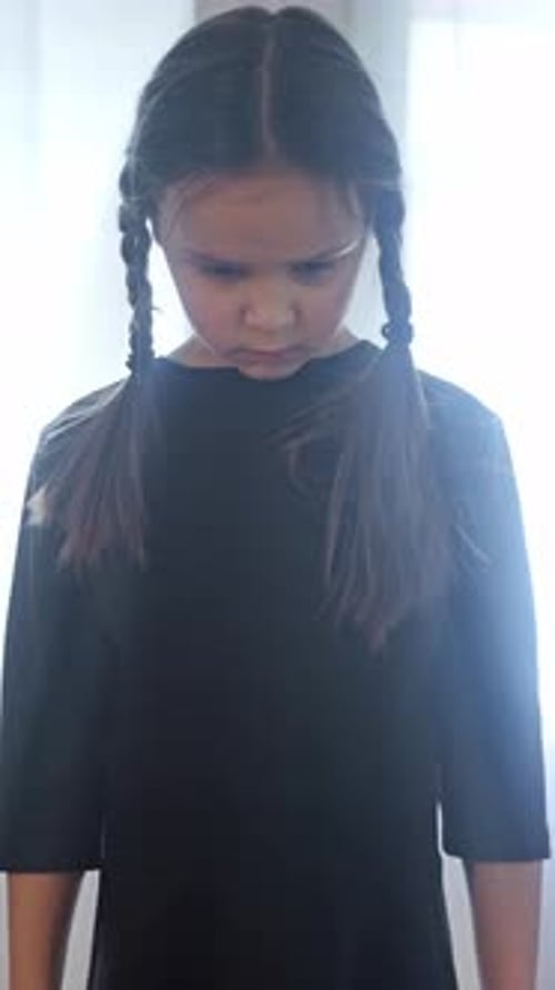 Young Girl With Braids Looking Downward