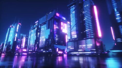 Cyber Punk City Futuristic Background
