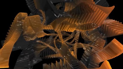 Evolving Abstract Geometric Shapes with Glowing Orange Light