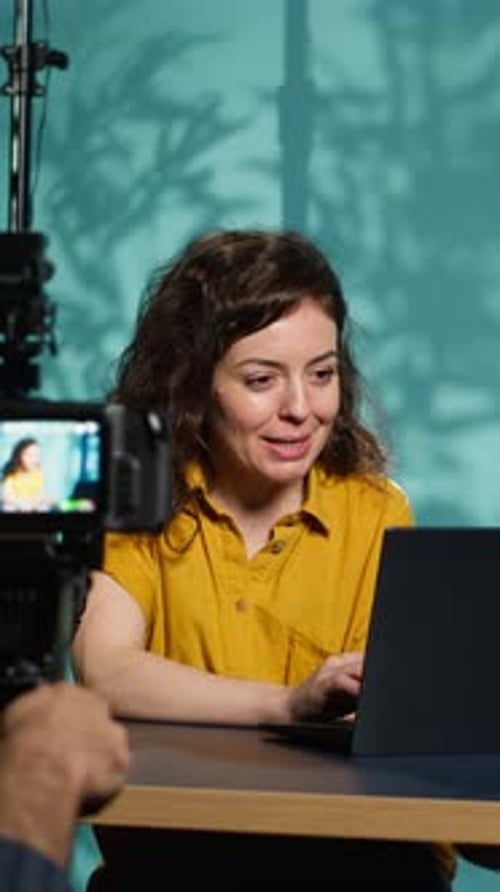 Woman Talking to Camera About Technology