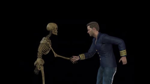 Skeleton-Handschlag Mensch