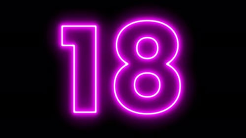 Neon Glow Digital Number Counter from Zero to Twenty