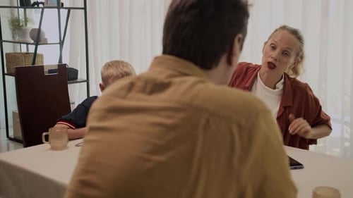 Family Conflict During Dinner Time Discussion