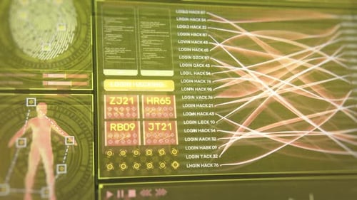 Futuristic Digital Hacking User Interface with Data Connections