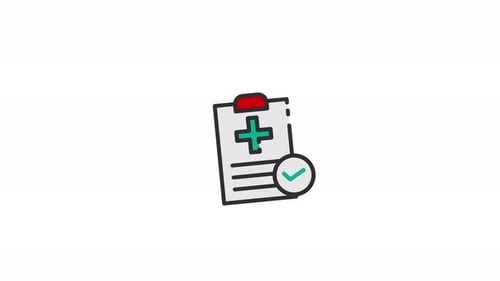 Medical Clipboard Checkmark Icon Flat Design Animation