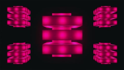 Abstract Pink Glowing Geometric Cubes Rotating Loop