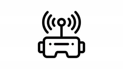 Animated Minimalist VR Headset Icon with Signal Waves