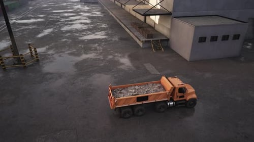Dump Truck Parked in Parking Lot