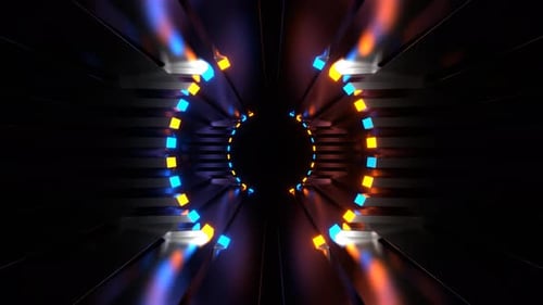 Orange And Blue Neon Ellipsed Tunnel Background Vj Loop In 4K