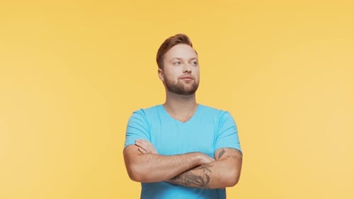 Expressive Young Man Over Vibrant Background Studio Portrait of Handsome Person