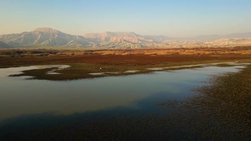 Beautiful Valley Lake And Mountain