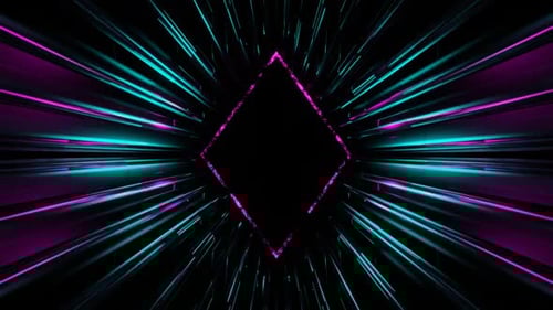 Cyan With Pink Rhombus Tunnel Background Vj Loop In HD